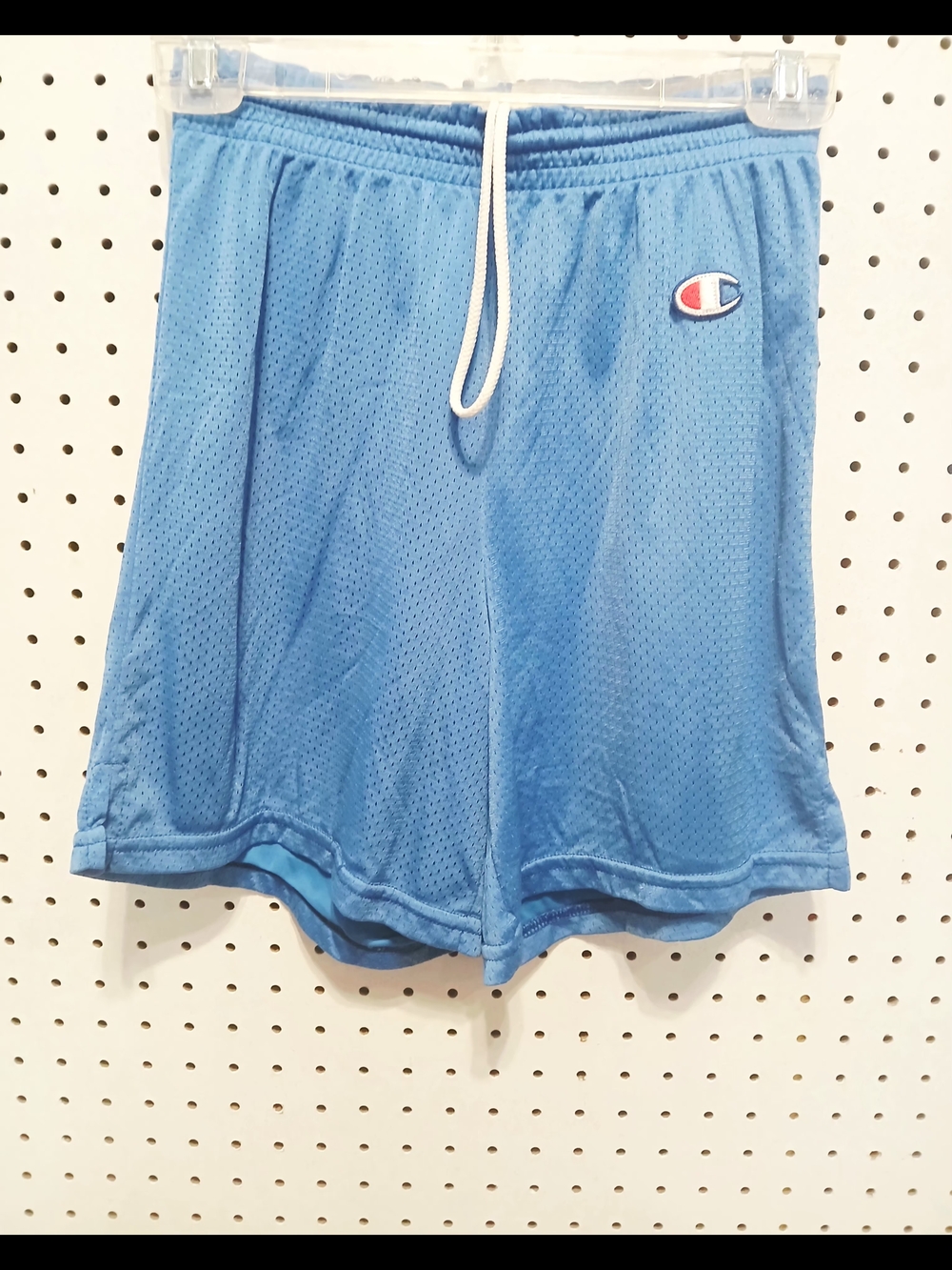 Champion Light Blue Mesh Athletic Shorts with White Drawstring